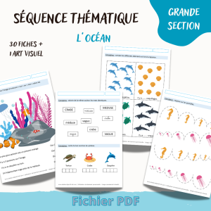 séquence thématique moyenne section thème l'océan saison été poisson mer graphisme dénombrement encodage art visuel
