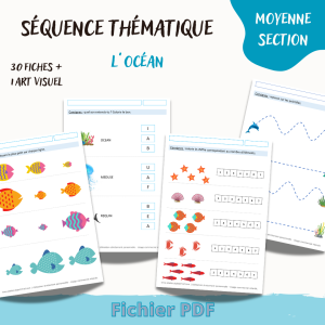 séquence thématique moyenne section thème l'océan saison été poisson mer graphisme dénombrement encodage art visuel