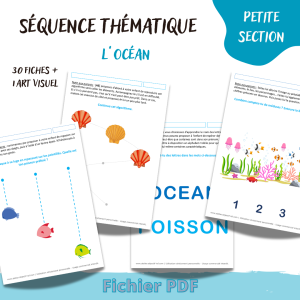 séquence thématique moyenne section thème l'océan saison été poisson mer graphisme dénombrement encodage art visuel