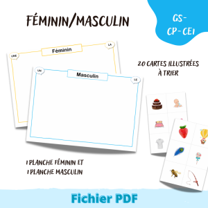 atelier de manipulation élémentaire féminin masculin grammaire GS CP CE1